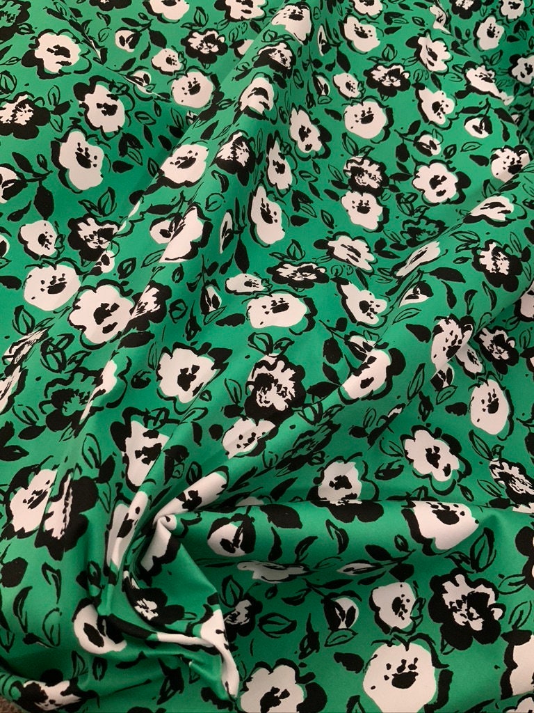 Emerald Green Floral Cotton Sateen