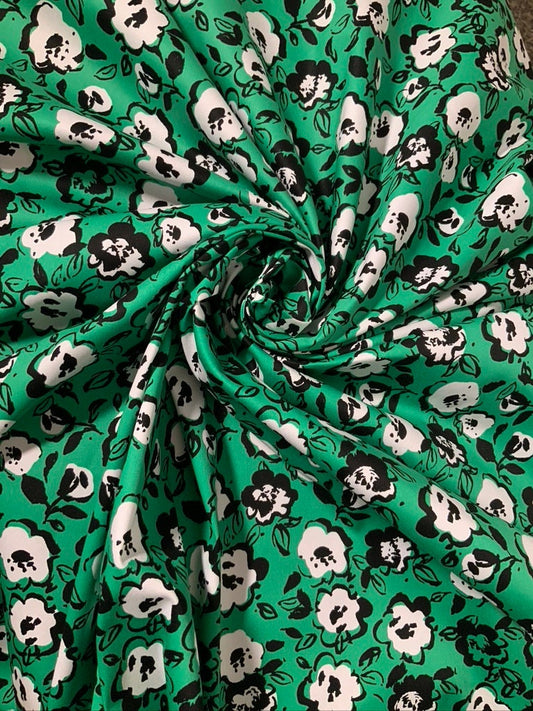 Emerald Green Floral Cotton Sateen